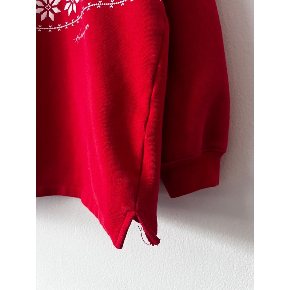 Talbots Vintage Fair Isle Mock Neck 3/4 Sleeve Sweater Red Cotton size medium - Picture 4 of 16